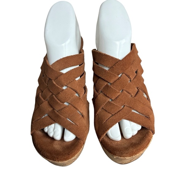UGG Brown Marta Wedge Sandals with Cork Wedge Heel Size 10 - Picture 2 of 13